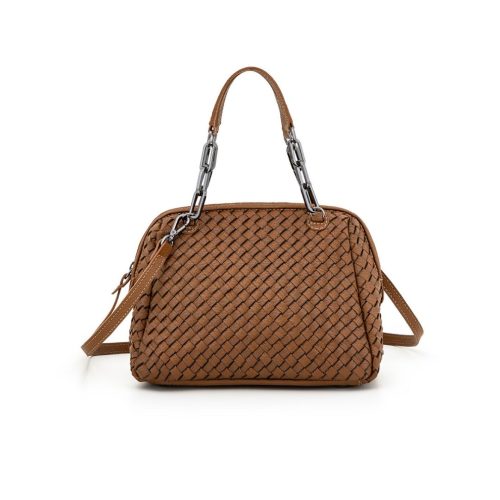 Bolsa Tiracolo Tressê Manual De Couro Legítimo | CR-833 - Caramelo