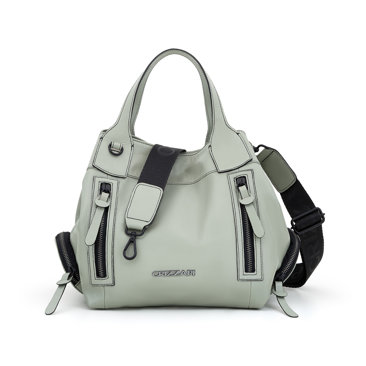 bolsa-de-couro-feminina-cor sálvia-shopper bag-cr-80005