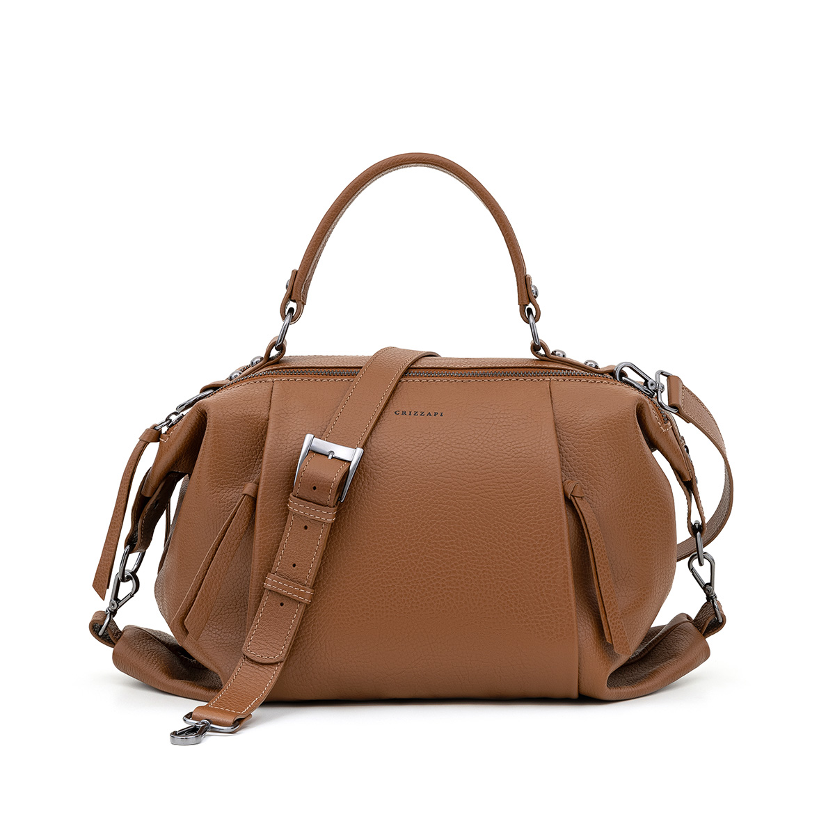 bolsa-feminina-de-couro-saco-alça-ombro-marrom-crizzapi