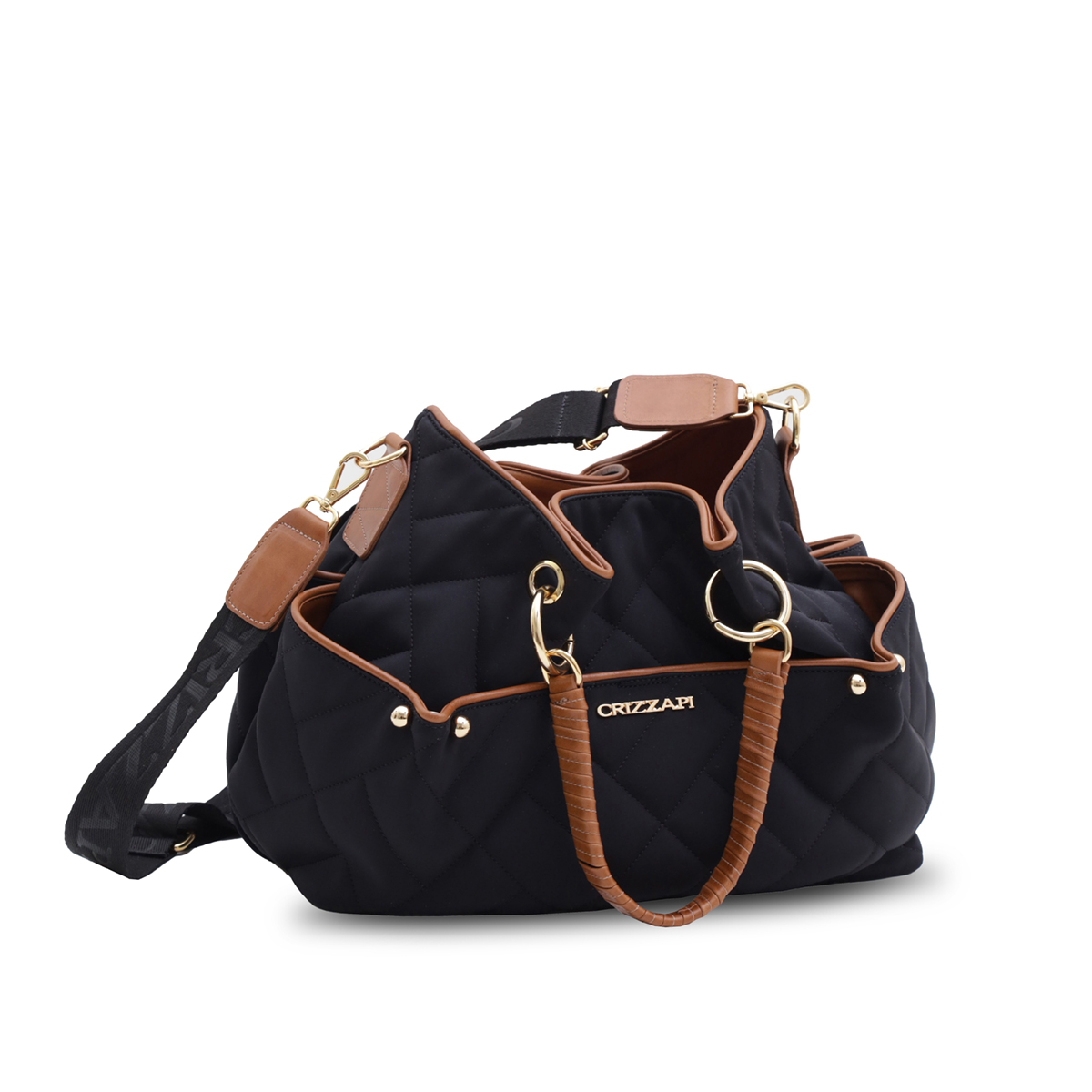 bolsa-feminina-shopping-bag-preto-matelassê-cr-26-crizzapi-lateral