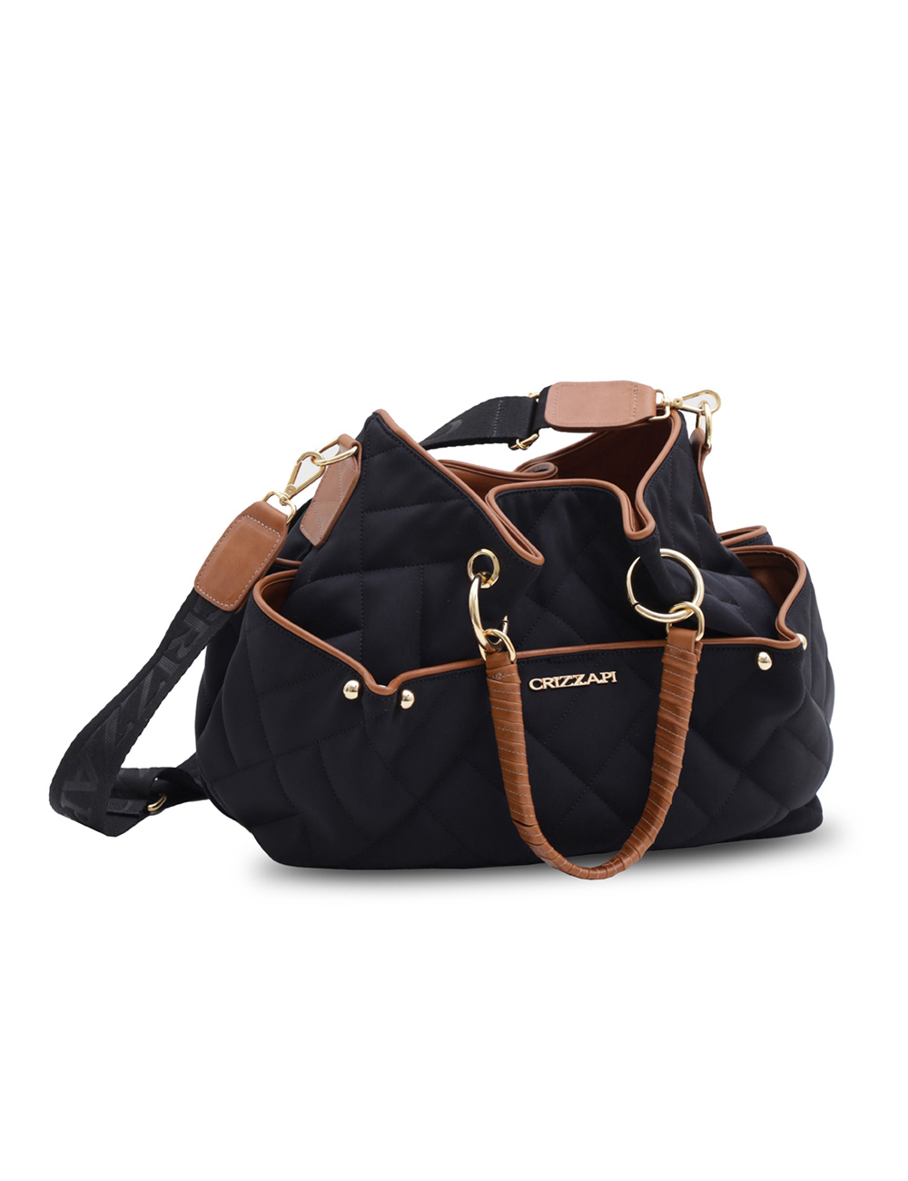 bolsa-feminina-shopping-bag-preto-matelassê-cr26-crizzapi-lateral