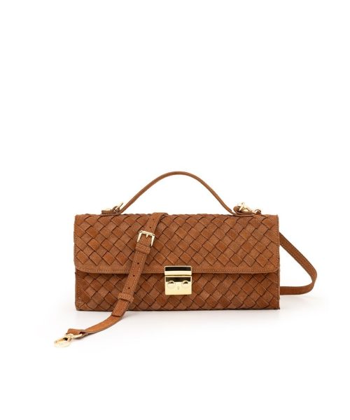 Bolsa Clutch em Couro Tressê | CR-11382 - Camurça Caramelo